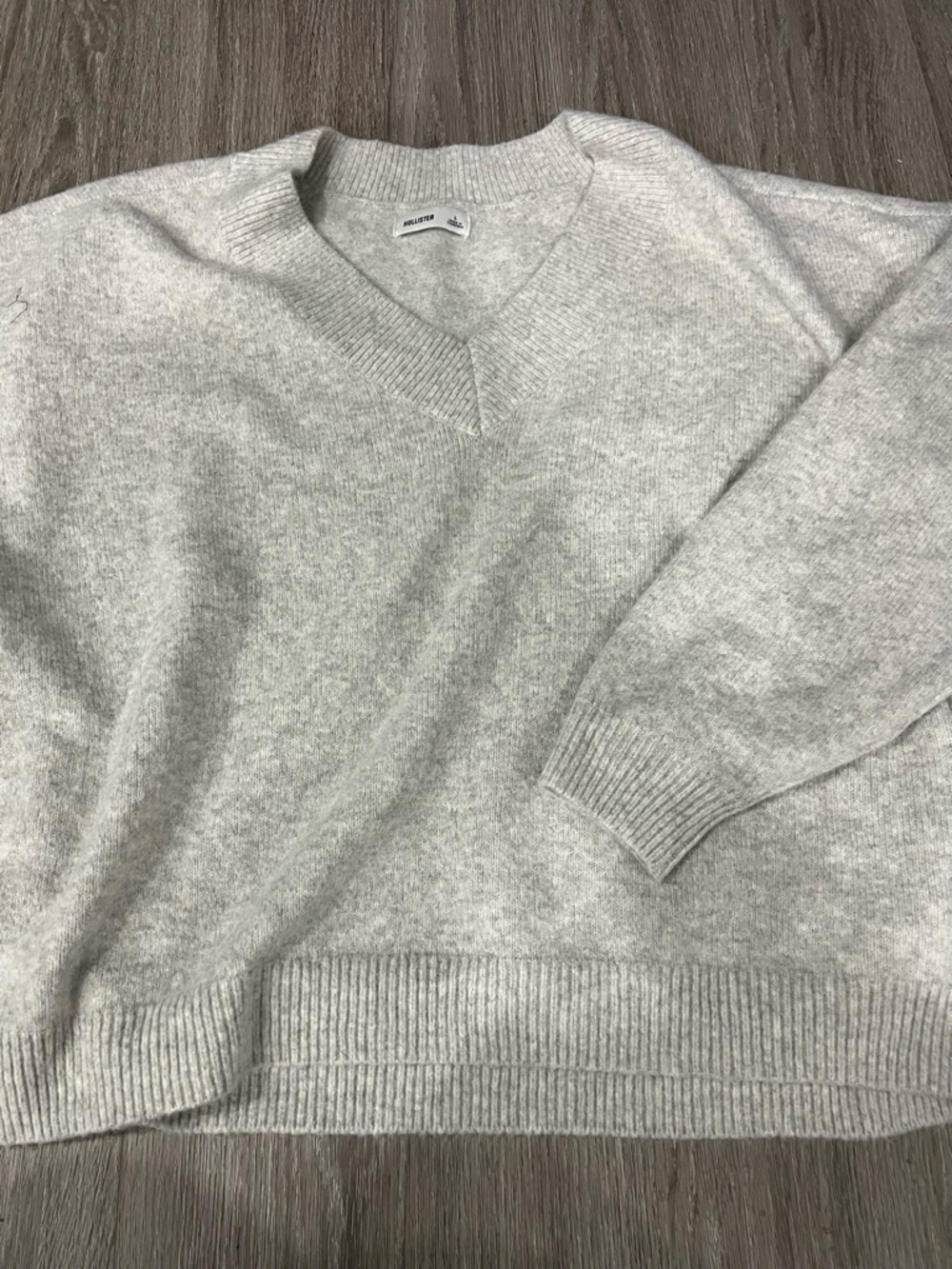 Hollister Light Gray V-Neck Sweater L